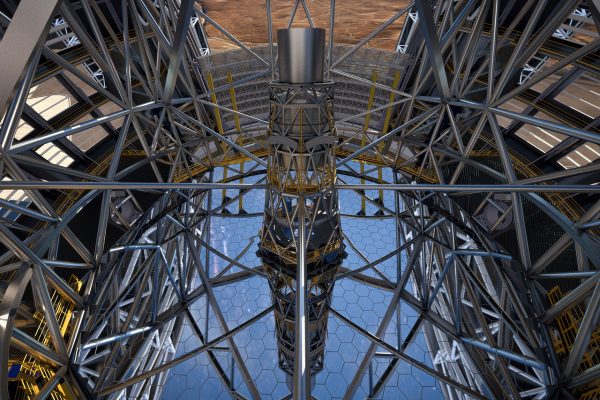 At a ceremony in Garching bei München, Germany on 25 May 2016, ESO signed the contract with the ACe Consortium, consisting of Astaldi, Cimolai and the nominated sub-contractor EIE Group for the dome and telescope structure of the European Extremely Large Telescope (E-ELT). This is the largest contract ever awarded by ESO and the largest ever contract in ground-based astronomy. At this occasion the construction design of the E-ELT was unveiled. This artist’s rendering of the E-ELT is based on the detailed construction design for the telescope.